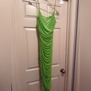 SHEIN Lime Asymmetrical Draped Dress